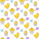 Easter vector cartoon seamless pattern background holiday decoration spring celebration traditional greeting symbols. Royalty Free Stock Image Easter vector cartoon seamless pattern background holiday decoration spring celebration traditional greeting symbols. Royalty Free Stock Image