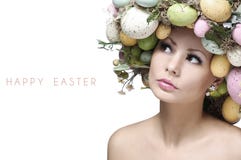 Easter Woman. Spring Girl with Fashion Hairstyle royalty free stock image Easter Woman. Spring Girl with Fashion Hairstyle royalty free stock image
