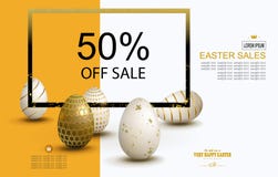 Easter Yellow Composition With A Set Of Eggs And A Square Frame, Brochure, Stock Images