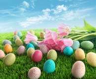 easter ägg gräs rosa tulpan royaltyfri foto easter ägg gräs rosa tulpan royaltyfri foto