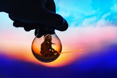 Eastern martial art Kendo, double exposure, fighter in a light bulb stock image Eastern martial art Kendo, double exposure, fighter in a light bulb stock image