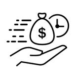 Easy instant credit, loan payment, fast money icon, finance thin line symbol for web and mobile phone on white background