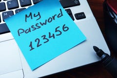 Easy Password concept. My password 123456 written on a paper stock images Easy Password concept. My password 123456 written on a paper stock images