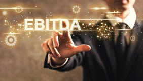 EBITDA-tekst met zakenman Stock Foto EBITDA-tekst met zakenman Stock Foto