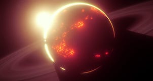Eclipse of a star or sun by a lava planet with rings. stock illustration Eclipse of a star or sun by a lava planet with rings. stock illustration