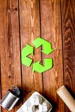 Eco concept with recycling symbol on table background top view m stock photography Eco concept with recycling symbol on table background top view m stock photography