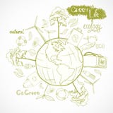 Ecologia di scarabocchi e concetto dell'ambiente illustrazione di stock Ecologia di scarabocchi e concetto dell'ambiente illustrazione di stock