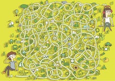 Ecologia Maze Game. Solução na camada escondida! ilustração royalty free Ecologia Maze Game. Solução na camada escondida! ilustração royalty free