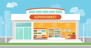 Edificio del supermercado ilustración del vector Edificio del supermercado ilustración del vector