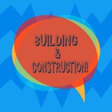 Edificio y construcción del texto de la escritura Concepto que significa el trabajo del edificio o que hace algo la burbuja en bl stock de ilustración Edificio y construcción del texto de la escritura Concepto que significa el trabajo del edificio o que hace algo la burbuja en bl stock de ilustración
