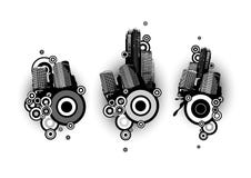 Edificios blancos y negros con los círculos ilustración del vector Edificios blancos y negros con los círculos ilustración del vector