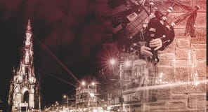 EDIMBURGO, ESCÓCIA, o 24 de março de 2018, tocador de gaita de foles escocês vestiu i imagem de stock EDIMBURGO, ESCÓCIA, o 24 de março de 2018, tocador de gaita de foles escocês vestiu i imagem de stock