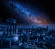 Edinburgh at night with milky way, Scotland royalty free stock photo Edinburgh at night with milky way, Scotland royalty free stock photo