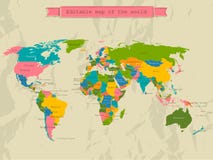 Editable World Map With All Countries. Royalty Free Stock Image