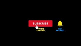 Editorial Footage: Animation of a Subscribe and Likes and Notification Button for Youtube. Alpha Channel.