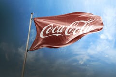 Editorial photorealistic da bandeira da coca-cola foto de stock royalty free Editorial photorealistic da bandeira da coca-cola foto de stock royalty free