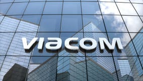Editorial, Viacom Inc. logo on glass building.