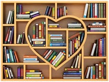Education concept. Bookshelf with books and textbooks in form of royalty free illustration Education concept. Bookshelf with books and textbooks in form of royalty free illustration