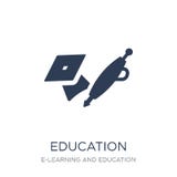 Education icon. Trendy flat vector Education icon on white background from E-learning and education collection vector illustration Education icon. Trendy flat vector Education icon on white background from E-learning and education collection vector illustration