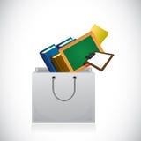 Education icons inside a shopping bag. stock illustration Education icons inside a shopping bag. stock illustration
