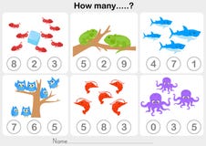 Education worksheet - Counting object for kids vector illustration Education worksheet - Counting object for kids vector illustration
