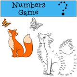 Educational games for kids: Numbers game. Cute fox looks at the butterfly royalty free illustration Educational games for kids: Numbers game. Cute fox looks at the butterfly royalty free illustration