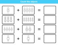 Edukacyjna matematycznie gra dla dzieciaków z rakietami ilustracji Edukacyjna matematycznie gra dla dzieciaków z rakietami ilustracji