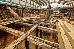 The `Edwin Fox`, an old wrecked ship, undergoing preservation stock photography The `Edwin Fox`, an old wrecked ship, undergoing preservation stock photography