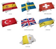 Een inzameling van de vlaggen die de overeenkomstige vormen van sommige Europese staten behandelen stock illustratie Een inzameling van de vlaggen die de overeenkomstige vormen van sommige Europese staten behandelen stock illustratie