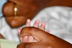 Een pasgeboren babyhand met vingers royalty-vrije stock foto Een pasgeboren babyhand met vingers royalty-vrije stock foto