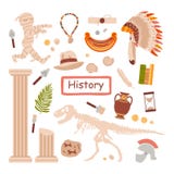 Een reeks onderwerpen voor een geschiedenisles op een witte achtergrond wordt geïsoleerd die De studie van geschiedenis antiquite vector illustratie Een reeks onderwerpen voor een geschiedenisles op een witte achtergrond wordt geïsoleerd die De studie van geschiedenis antiquite vector illustratie