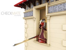 Een schaakpand in een ridderspantser in de toren, 3d Illustratie Royalty-vrije Stock Afbeeldingen Een schaakpand in een ridderspantser in de toren, 3d Illustratie Royalty-vrije Stock Afbeeldingen