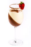 Efterrättpannacotta i ett exponeringsglas på en vit bakgrund arkivfoton Efterrättpannacotta i ett exponeringsglas på en vit bakgrund arkivfoton