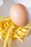 Egg On The Pasta Noodle Royalty Free Stock Photography Egg On The Pasta Noodle Royalty Free Stock Photography