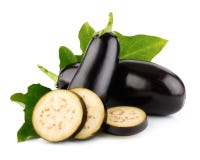 Eggplant vegetable fruits with cut isolated