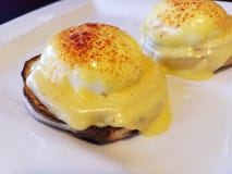 Eggs Benedict on a White Plate royalty free stock photo Eggs Benedict on a White Plate royalty free stock photo
