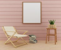 Egzamin próbny up ramowa fotografia z krzesło stołu i projekta dekoracją w 3D renderingu ilustracji Egzamin próbny up ramowa fotografia z krzesło stołu i projekta dekoracją w 3D renderingu ilustracji