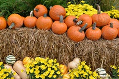 Autumn Decor on Hay Bales Royalty Free Stock Photography Autumn Decor on Hay Bales Royalty Free Stock Photography