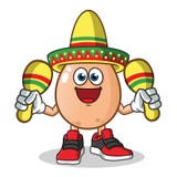 Ei het spelen maracas en het dragen van een vector het beeldverhaalillustratie van de sombreromascotte stock illustratie Ei het spelen maracas en het dragen van een vector het beeldverhaalillustratie van de sombreromascotte stock illustratie