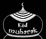 Eid Mubarak con la moschea facendo uso di stile di scarabocchio, disegno della mano illustrazione di stock Eid Mubarak con la moschea facendo uso di stile di scarabocchio, disegno della mano illustrazione di stock