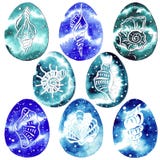 Eier Ostern - Marinemalereiaquarell: Fische, Quallen, Oberteile, Seahorse stock abbildung Eier Ostern - Marinemalereiaquarell: Fische, Quallen, Oberteile, Seahorse stock abbildung