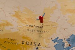 Ein Stift von Ulaanbaatar, Mongolei in der Weltkarte stockfotos Ein Stift von Ulaanbaatar, Mongolei in der Weltkarte stockfotos