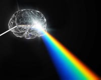 Ein zerstreuendes weißes Licht des geformten Prismas des Gehirns lizenzfreie abbildung Ein zerstreuendes weißes Licht des geformten Prismas des Gehirns lizenzfreie abbildung