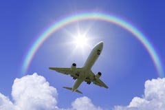 Flugzeug über Dem Regenbogen Lizenzfreie Stockfotografie - Bild: 18600837