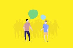 Eine Rede sprudelt und das Gespräch mit zwei Personen auf den Hintergrundschattenbildleuten Flache Vektorillustration EPS10 vektor abbildung Eine Rede sprudelt und das Gespräch mit zwei Personen auf den Hintergrundschattenbildleuten Flache Vektorillustration EPS10 vektor abbildung