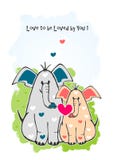 Eine Valentinsgrußkarte, liebe ich, von Ihnen geliebt zu werden Illustration mit 2 nett in den Liebeselefanten u. -herzen vektor abbildung Eine Valentinsgrußkarte, liebe ich, von Ihnen geliebt zu werden Illustration mit 2 nett in den Liebeselefanten u. -herzen vektor abbildung