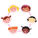 Einheit - multi kultureller Frauengruppenanschluß/-netz stock abbildung Einheit - multi kultureller Frauengruppenanschluß/-netz stock abbildung