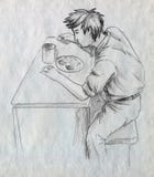 Einsames Abendessen vektor abbildung Einsames Abendessen vektor abbildung