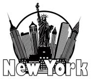 Ejemplo blanco y negro del vector del círculo del horizonte de New York City libre illustration Ejemplo blanco y negro del vector del círculo del horizonte de New York City libre illustration