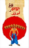 Ejemplo común de una tarjeta de felicitación que dice Dussehra feliz con el bosquejo de Lord Rama y de Ravana en batalla libre illustration Ejemplo común de una tarjeta de felicitación que dice Dussehra feliz con el bosquejo de Lord Rama y de Ravana en batalla libre illustration
